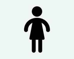 weiblich Stock Zahl Mädchen Dame Frau Stand Stehen Pose Badezimmer Toilette Toilette Symbol schwarz Weiß Gliederung gestalten Vektor Clip Art Grafik Zeichen Symbol