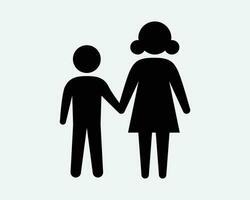 Mutter und Sohn Symbol Mama Kind Familie Frau Junge Elternteil Single Mama. schwarz Weiß Gliederung gestalten Vektor Clip Art Grafik Illustration Kunstwerk Zeichen Symbol