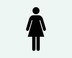 Frau Stock Zahl Symbol weiblich Mädchen Dame Frauen Person Geschlecht Sex Schild Badezimmer Toilette Toilette Waschraum schwarz Silhouette gestalten Vektor Symbol Zeichen