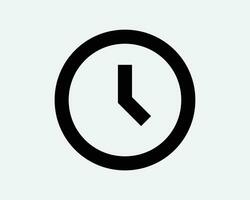 runda klocka ikon tid Kolla på nedräkning larm timer deadline cirkel ringa svart vit översikt form vektor ClipArt illustration konstverk tecken symbol