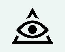 Dreieck Auge Symbol Pyramide Illuminaten Magie Vision sehen Sicht Freimaurer Spion aussehen Sehen Uhr Aufpassen schwarz Weiß gestalten Vektor Illustration Zeichen Symbol