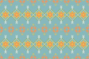 ikat geometrisk broderi på Färg bakgrund.geometrisk etnisk orientalisk mönster traditionell.aztec abstrakt stil vektor illustration.design för textur, tyg, kläder, inslagning, matta.