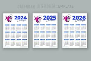 2024 till 2026 kalender design mall för Lycklig ny år planerare vektor