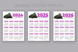 2024 zu 2026 Kalender Design Vorlage zum glücklich Neu Jahr Planer vektor
