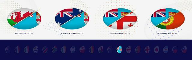 Rugby Wettbewerb Symbole von Fidschi Rugby National Team, alle vier Streichhölzer Symbol im Schwimmbad. vektor