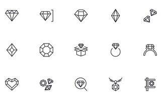Sammlung von modern Diamant Gliederung Symbole. einstellen von modern Abbildungen zum Handy, Mobiltelefon Apps, Netz Websites, Flyer, Banner usw isoliert auf Weiß Hintergrund. Prämie Qualität Zeichen. vektor
