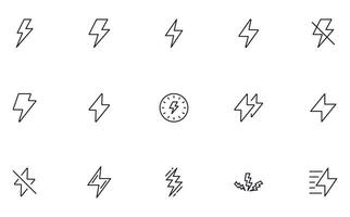 blixt begrepp. blixt linje ikon uppsättning. samling av vektor tecken i trendig platt stil för webb webbplatser, internet butiker och butiker, böcker och flygblad. premie kvalitet ikoner isolerat på vit bakgrund