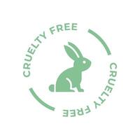 grön grymhet fri ikon. inte testade på djur med kanin silhuett märka. vektor illustration.