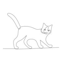 kontinuerlig ett linje katt sällskapsdjur teckning ut linje vektor illustration design