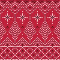 nahtlos Baum und Schneeflocken skandinavisch Muster auf rot Hintergrund vektor