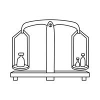 Wiegen Rahmen Hand gezeichnet Gekritzel Vektor Illustration schwarz Umriss. zurück zu Schule Thema Element. Physik Wissenschaft.