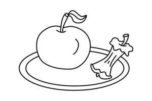 Apfel und Stumpf Vektor Gekritzel Hand gezeichnet Illustration schwarz Gliederung
