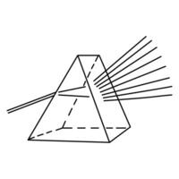 optisch Prisma Hand gezeichnet Gekritzel Vektor Illustration schwarz Umriss. zurück zu Schule Thema Element. Physik Wissenschaft, Optik. Dispersion von Licht