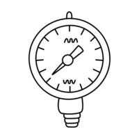 tryck mätare manometer hand dragen klotter vektor illustration svart översikt. tillbaka till skola tema element. fysik vetenskap, termodynamik.