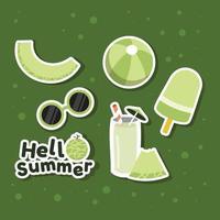 Sommerlebensmittel Melonenfrüchte Sticker vektor