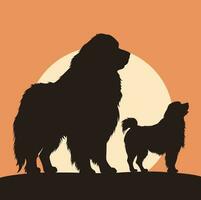 golden Retriever Mutter und Kind Hund Vektor Silhouette