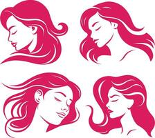 vektor logotyp illustration av kvinnor sovande i annorlunda poser isolerat på vit bakgrund