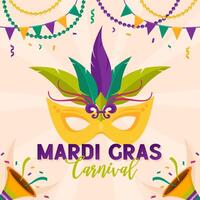 mardi gras karneval part design. fet tisdag, karneval, festival. vektor illustration. för gratulationskort, banner, presentförpackning, affisch