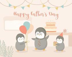 Baby Pinguin veranstaltet zu Hause eine Vatertagsparty für Vater Pinguin. vektor