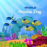 rädda havet. världshavets dagdesign med hav under vattnet. vektor
