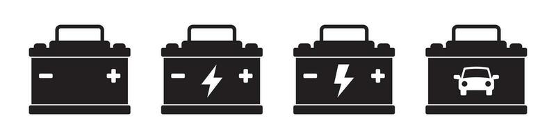 bil batteri ikon samling. energi kraft ackumulator. bil- avgift tecken. bil batteri symbol isolerat på vit bakgrund. vektor illustration.