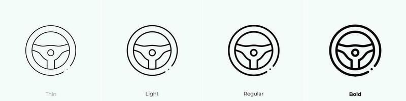 Lenkung Rad Symbol. dünn, Licht, regulär und Fett gedruckt Stil Design isoliert auf Weiß Hintergrund vektor