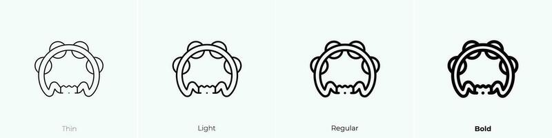 Tambourin Symbol. dünn, Licht, regulär und Fett gedruckt Stil Design isoliert auf Weiß Hintergrund vektor