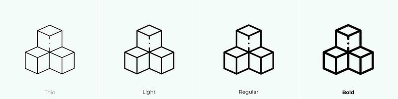 Zucker Würfel Symbol. dünn, Licht, regulär und Fett gedruckt Stil Design isoliert auf Weiß Hintergrund vektor