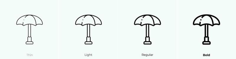 Sonne Regenschirm Symbol. dünn, Licht, regulär und Fett gedruckt Stil Design isoliert auf Weiß Hintergrund vektor