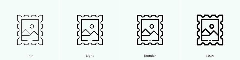 Briefmarke Symbol. dünn, Licht, regulär und Fett gedruckt Stil Design isoliert auf Weiß Hintergrund vektor