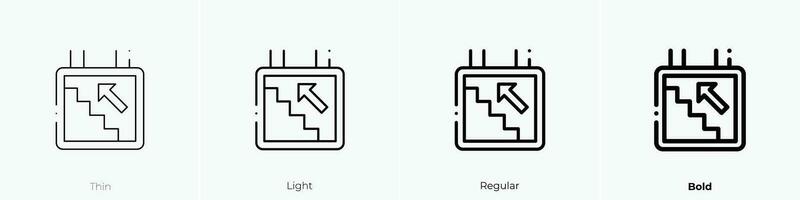 Treppe Symbol. dünn, Licht, regulär und Fett gedruckt Stil Design isoliert auf Weiß Hintergrund vektor