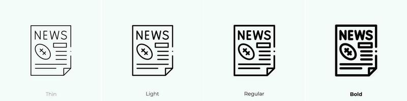 Sport Nachrichten Symbol. dünn, Licht, regulär und Fett gedruckt Stil Design isoliert auf Weiß Hintergrund vektor