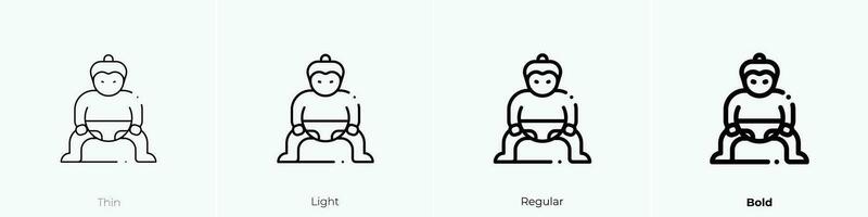 Sumo Symbol. dünn, Licht, regulär und Fett gedruckt Stil Design isoliert auf Weiß Hintergrund vektor