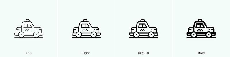 taxi ikon. tunn, ljus, regelbunden och djärv stil design isolerat på vit bakgrund vektor