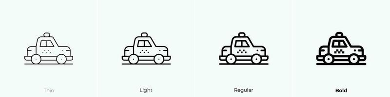 Taxi Symbol. dünn, Licht, regulär und Fett gedruckt Stil Design isoliert auf Weiß Hintergrund vektor