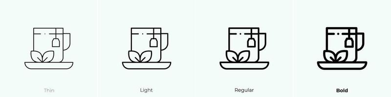 Tee Tasse Symbol. dünn, Licht, regulär und Fett gedruckt Stil Design isoliert auf Weiß Hintergrund vektor