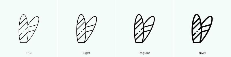 Surfen Tafel Symbol. dünn, Licht, regulär und Fett gedruckt Stil Design isoliert auf Weiß Hintergrund vektor