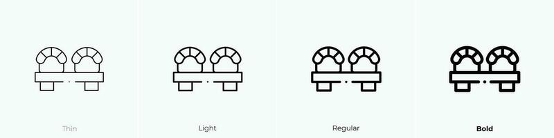Sushi Symbol. dünn, Licht, regulär und Fett gedruckt Stil Design isoliert auf Weiß Hintergrund vektor