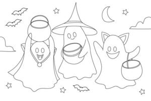 süß Geister Halloween Färbung Seite zum Kind Vektor Bild