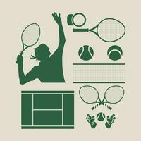 einstellen von Tennis Element Vektor Illustration. Tennis Sport Element Design