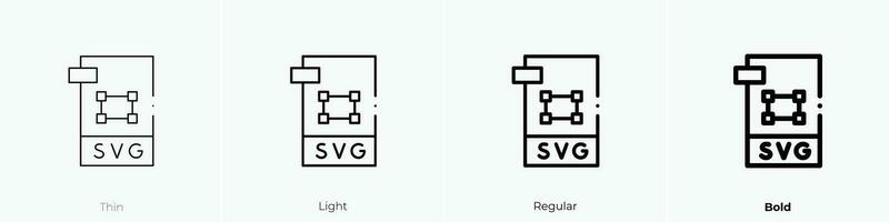 svg Datei Symbol. dünn, Licht, regulär und Fett gedruckt Stil Design isoliert auf Weiß Hintergrund vektor