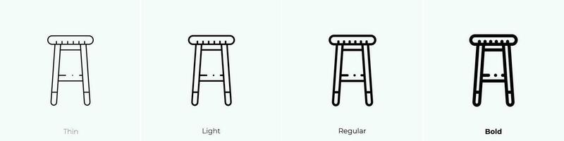 Schemel Symbol. dünn, Licht, regulär und Fett gedruckt Stil Design isoliert auf Weiß Hintergrund vektor