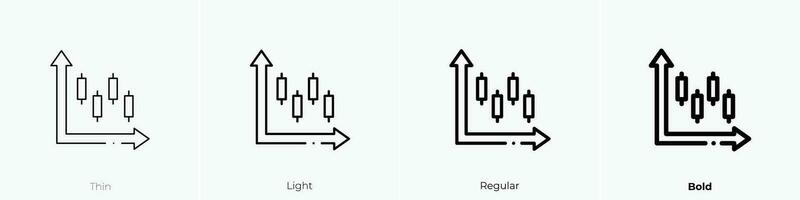 Bestände Symbol. dünn, Licht, regulär und Fett gedruckt Stil Design isoliert auf Weiß Hintergrund vektor