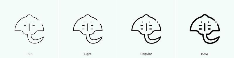 Stachelrochen Symbol. dünn, Licht, regulär und Fett gedruckt Stil Design isoliert auf Weiß Hintergrund vektor