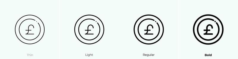 Sterling Symbol. dünn, Licht, regulär und Fett gedruckt Stil Design isoliert auf Weiß Hintergrund vektor