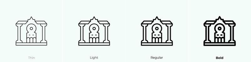 synagoga ikon. tunn, ljus, regelbunden och djärv stil design isolerat på vit bakgrund vektor