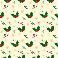 nahtlos Muster von Weihnachten und Stechpalme Hintergrund zum Design, Papier wickeln, Textil- vektor