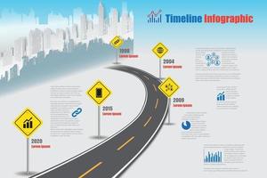 Business Roadmap Timeline Infografik Stadt für abstrakte Hintergrundvorlage Meilenstein Element moderne Diagramm Prozesstechnologie digitale Marketingdaten Präsentation Diagramm Vektor-Illustration entworfen vektor