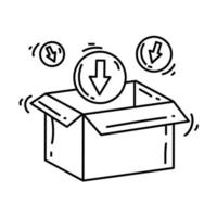 E-Commerce-Verpackung. handgezeichnete Icon-Set, Umriss schwarz, Doodle-Symbol, Vektor-Symbol vektor