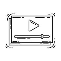 E-Commerce-Symbolvideo. handgezeichnete Icon-Set, Umriss schwarz, Doodle-Symbol, Vektor-Symbol vektor